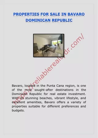 PROPERTIES FOR SALE IN BAVARO DOMINICAN REPUBLIC
