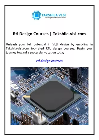 rtl design courses takshila vlsi com