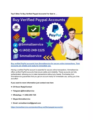Top 5 Sites To Buy Verified Paypal Accounts For Sale In …
