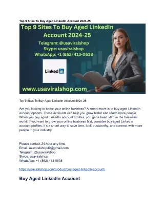 Top 9 Sites To Buy Aged LinkedIn Account 2024-25