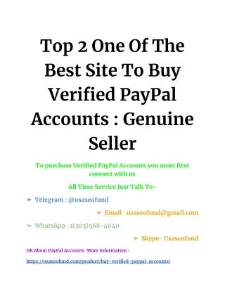 Top 2 One Of The Best Site To Buy Verified PayPal Accounts _ Genuine Seller
