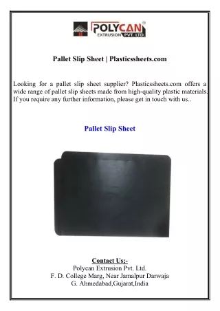 Pallet Slip Sheet  Plasticssheets.com