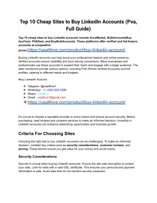 Top 10 Cheap Sites to Buy LinkedIn Accounts (Pva, Full Guide)