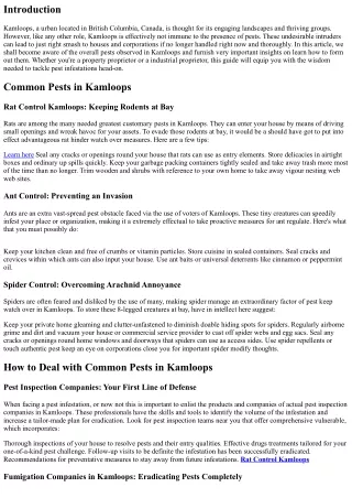 Common Pests in Kamloops and How to Deal with Them