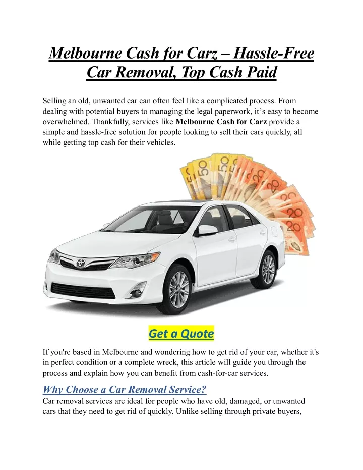 melbourne cash for carz hassle free car removal