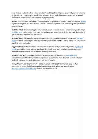 sevdiklerinizi mutlu etmek ve onlara kendilerini