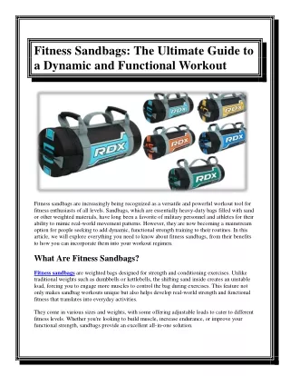 Fitness Sandbags The Ultimate Guide to a Dynamic and Functional Workout