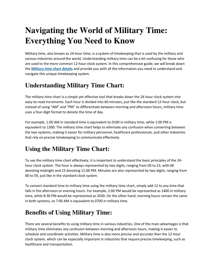 navigating the world of military time everything