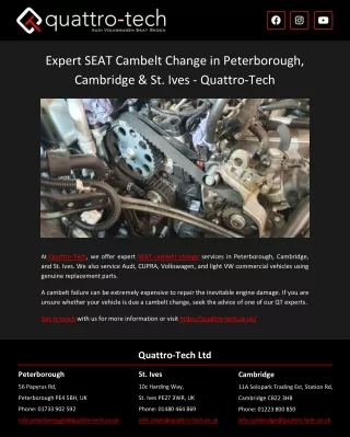 Expert SEAT Cambelt Change in Peterborough, Cambridge & St. Ives - Quattro-Tech