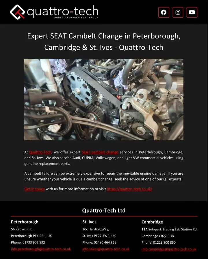 expert seat cambelt change in peterborough