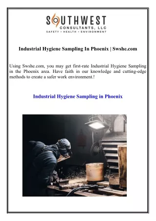 industrial hygiene sampling in phoenix swshe com