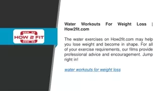 Water Workouts For Weight Loss  How2fit.com