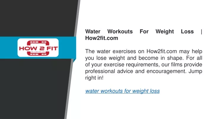 water workouts for weight loss how2fit