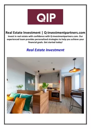 Real Estate Investment | Q-investmentpartners.com