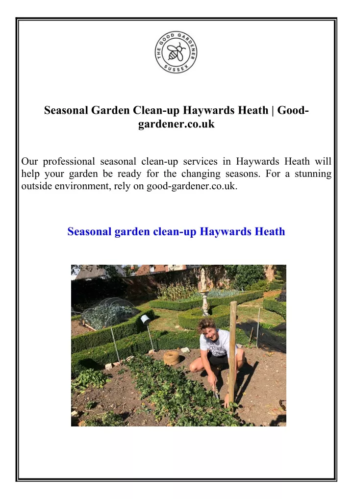 seasonal garden clean up haywards heath good