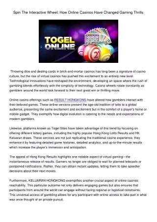 spin the interactive wheel how online casinos