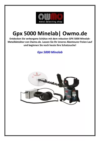 Gpx 5000 Minelab| Owmo.de