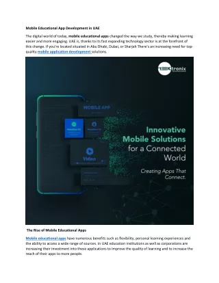 Mobile Educational App Development in UAE