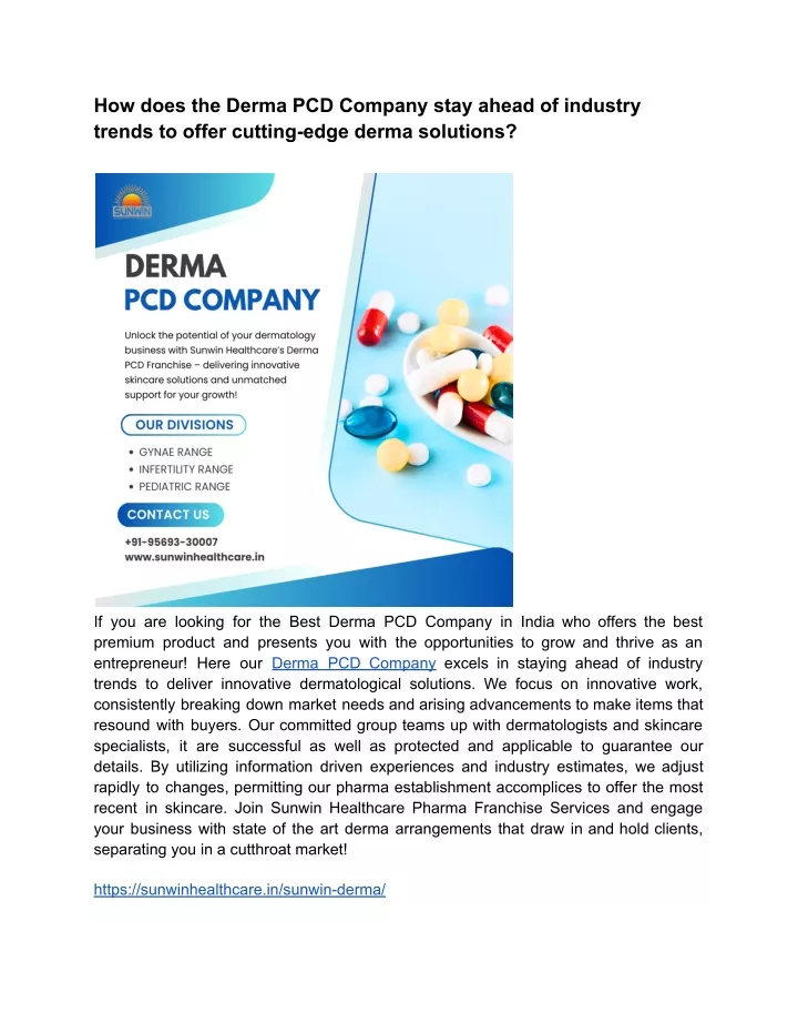 how does the derma pcd company stay ahead