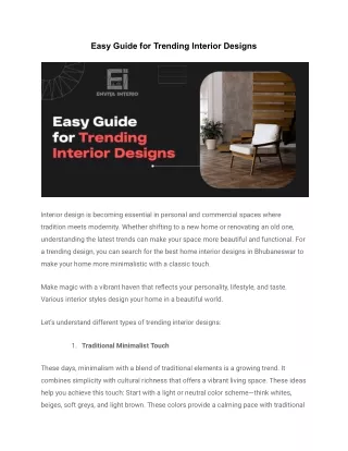 Easy Guide for Trending Interior Designs
