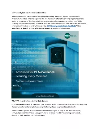 CCTV Security Cameras for Data Centers in UAE