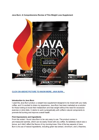 java burn a comprehensive review of this weight
