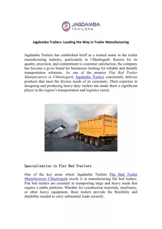 jagdamba trailers leading the way in trailer
