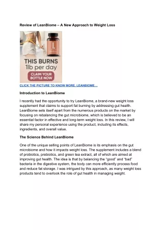 Review of LeanBiome – A New Approach to Weight Loss