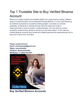 top 1 trustable site to buy verified binance