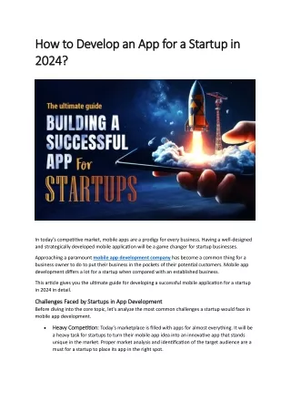 how to develop an app for a startup