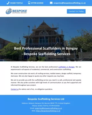 Best Professional Scaffolders in Bungay - Bespoke Scaffolding Services
