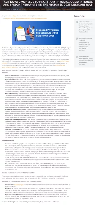 Act Now CMS Needs Input from Physical, Occupational, and Speech Therapists on Proposed 2025 Medicare Rule