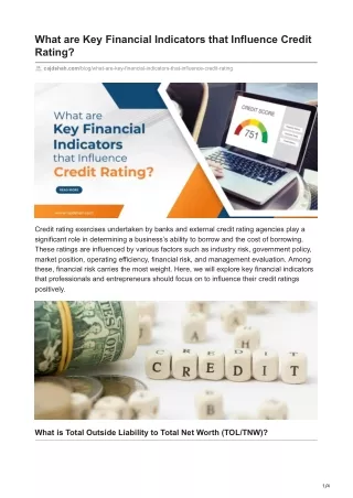 What are Key Financial Indicators that Influence Credit Rating