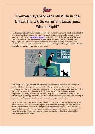Amazon Says Workers Must Be in the Office