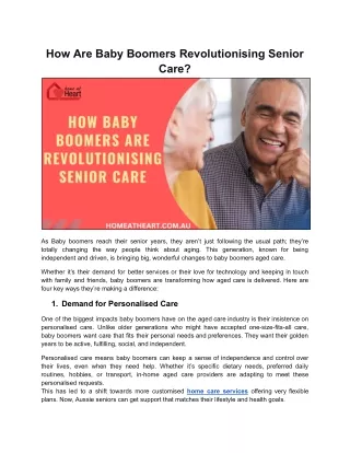 How Baby Boomers Are Revolutionizing Senior Care