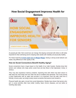 How Social Engagement Improves Health for Seniors