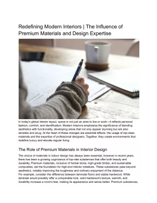 Redefining Modern Interiors _ The Influence of Premium Materials and Design Expertise