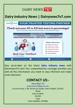 Dairy Industry News  Dairynews7x7.com