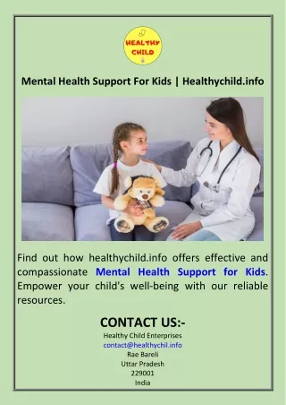 Mental Health Support For Kids  Healthychild.info
