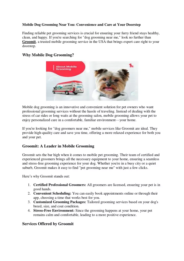 mobile dog grooming near you convenience and care