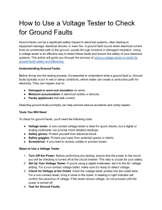 how to use a voltage tester to check for ground