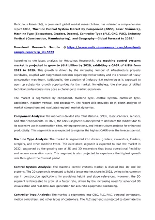 Machine Control System Market Forecast to Reach $6.4 Billion by 2029
