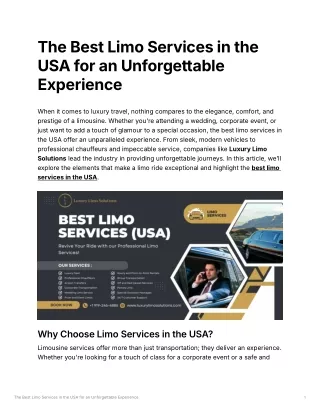 The Best Limo Services in the USA for an Unforgettable Experience