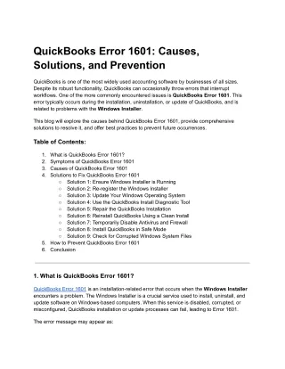 QuickBooks Error 1601_ Causes, Solutions, and Prevention