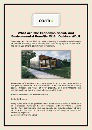 What Are The Economic, Social, And Environmental Benefits Of An Outdoor ADU