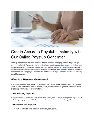 create accurate paystubs instantly with