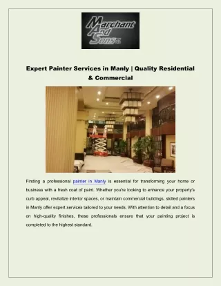 Expert Painter Services in Manly | Quality Residential & Commercial