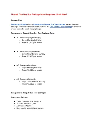 Tirupati One Day Bus Package from Bangalore_ Book Now