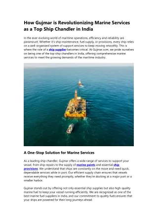 how gujmar is revolutionizing marine services