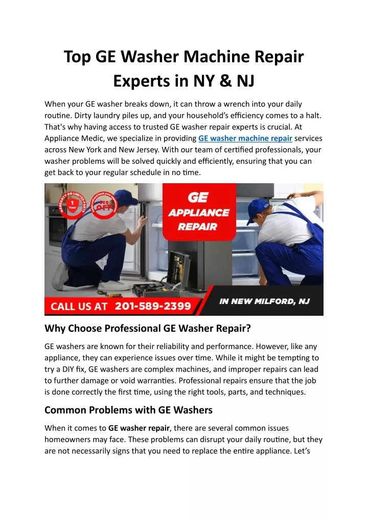 top ge washer machine repair experts in ny nj